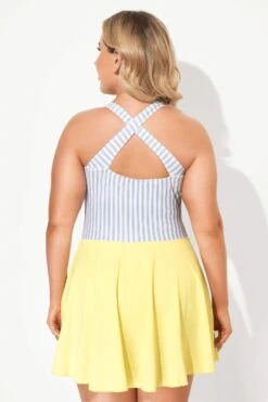 Classic Stripe Round Collar Swimdress For Lady -Bikini By Muse b desd060001 3