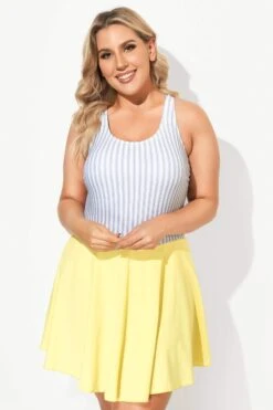 Classic Stripe Round Collar Swimdress For Lady -Bikini By Muse b desd060001 4