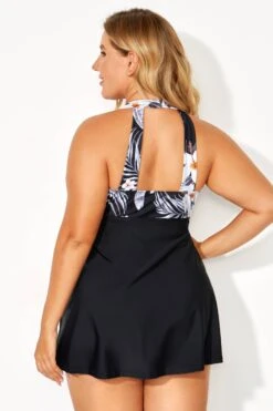 Tropical Patterns Flowers V-Neck Women Swimdress 6 Tropical Patterns Flowers V-Neck Women Swimdress -Bikini By Muse b desd077001 4