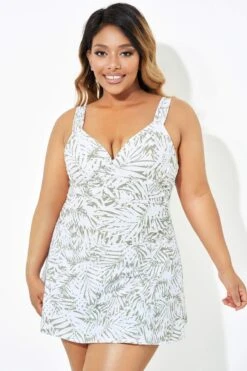 Fashionable Leaf Printed Twist Front Underwire Swimdress 9 Fashionable Leaf Printed Twist Front Underwire Swimdress -Bikini By Muse b desd084001 1