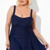 Blue Sexy RuffleTwist Front Beach Swimdress