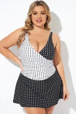 Graphic Pattern Wrap Style Adjustable Straps Swimdress -Bikini By Muse b desd107001 3