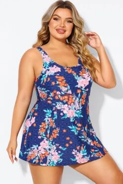 Blossoms Scoop Neckline Wide Shoulder Straps Swimdress -Bikini By Muse b desd115001 6
