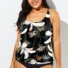 Flower Printed Round Neck Women Tankini Top