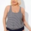 Stripes Racerback Round Neck Blouson Tankini Top