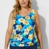Elegant Floral Printed Side Tie Tankini Top