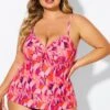Multi Colors Tie Front Sweetheart Neckline Tankini Top