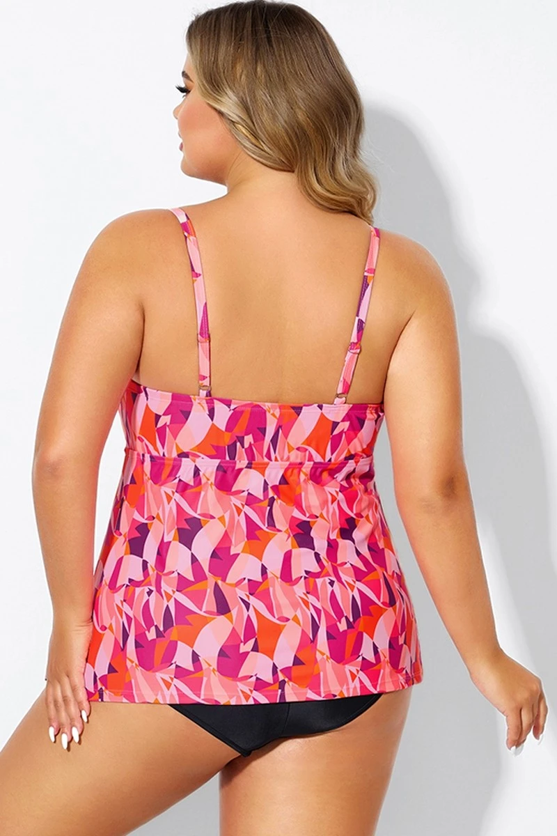 Multi Colors Tie Front Sweetheart Neckline Tankini Top 2 Multi Colors Tie Front Sweetheart Neckline Tankini Top - Image 2
