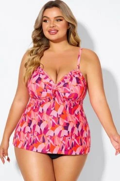 Multi Colors Tie Front Sweetheart Neckline Tankini Top 8 Multi Colors Tie Front Sweetheart Neckline Tankini Top -Bikini By Muse b detan024005 3