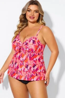 Multi Colors Tie Front Sweetheart Neckline Tankini Top 10 Multi Colors Tie Front Sweetheart Neckline Tankini Top -Bikini By Muse b detan024005 5