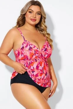 Multi Colors Tie Front Sweetheart Neckline Tankini Top 11 Multi Colors Tie Front Sweetheart Neckline Tankini Top -Bikini By Muse b detan024005 6