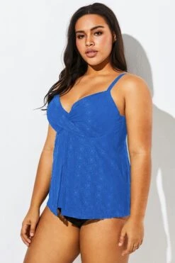 Blue Twist-front Sweetheart Neckline Tankini Top 9 Blue Twist-front Sweetheart Neckline Tankini Top -Bikini By Muse b detan030003 44