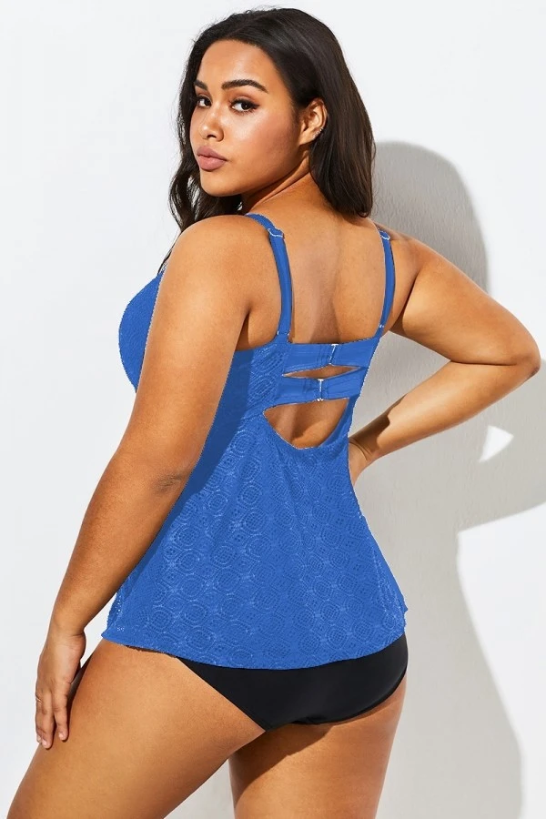 Blue Twist-front Sweetheart Neckline Tankini Top 6 Blue Twist-front Sweetheart Neckline Tankini Top - Image 6