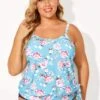 Floral Printed Self-tie Halter Straps Tankini Top
