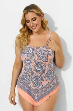 Printed Scarf Bandeau Tankini Top For Lady -Bikini By Muse b detan060003 44