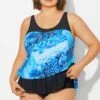 Plus Size Sea Pattern Scoop Neck Tankini Top