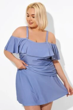 Blue Off The Shoulder Tankini Top 8 Blue Off The Shoulder Tankini Top -Bikini By Muse b detan086005 3