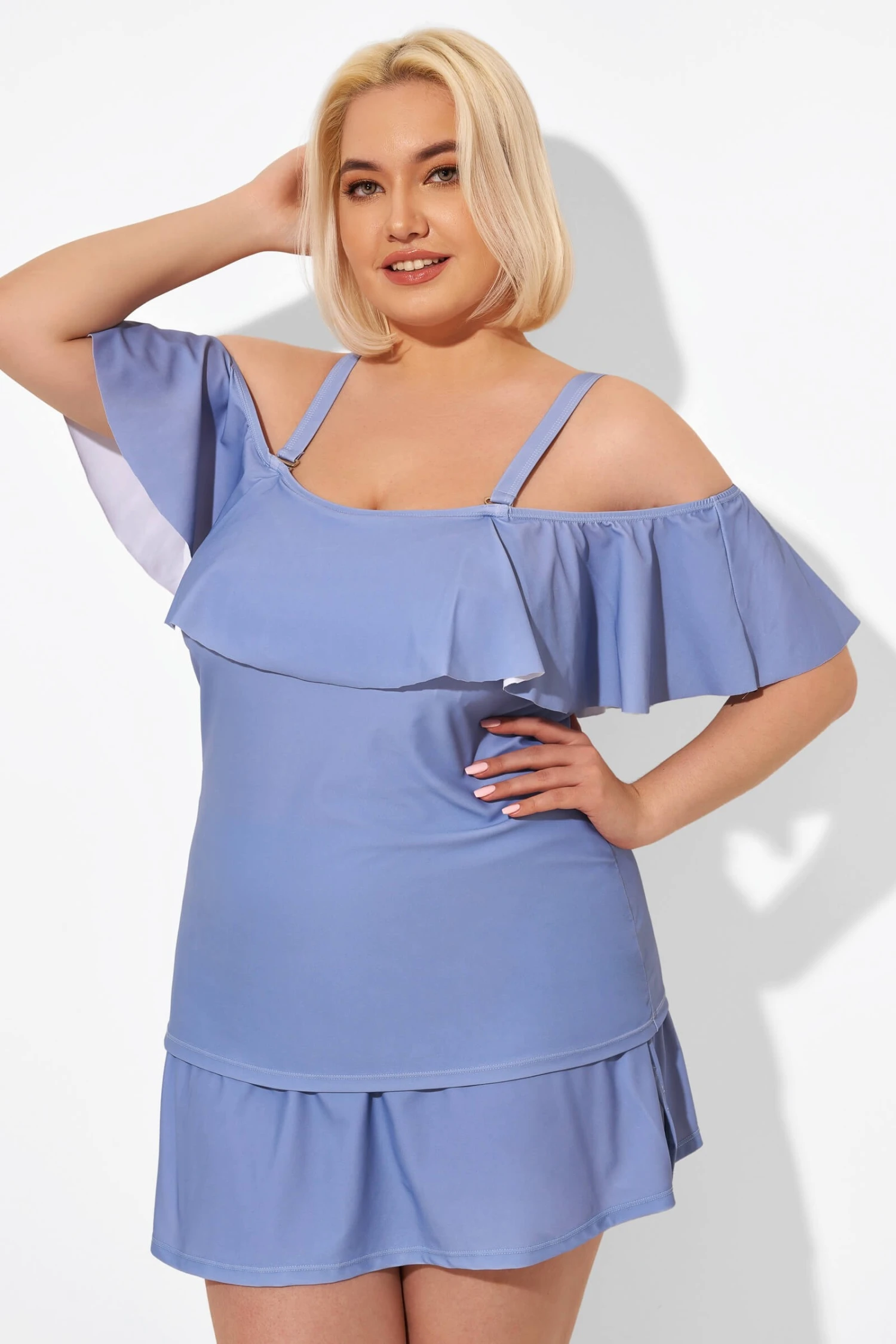 Blue Off The Shoulder Tankini Top 5 Blue Off The Shoulder Tankini Top - Image 5