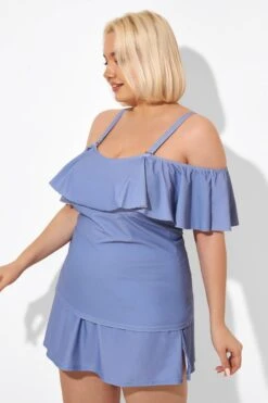 Blue Off The Shoulder Tankini Top 9 Blue Off The Shoulder Tankini Top -Bikini By Muse b detan086005 5