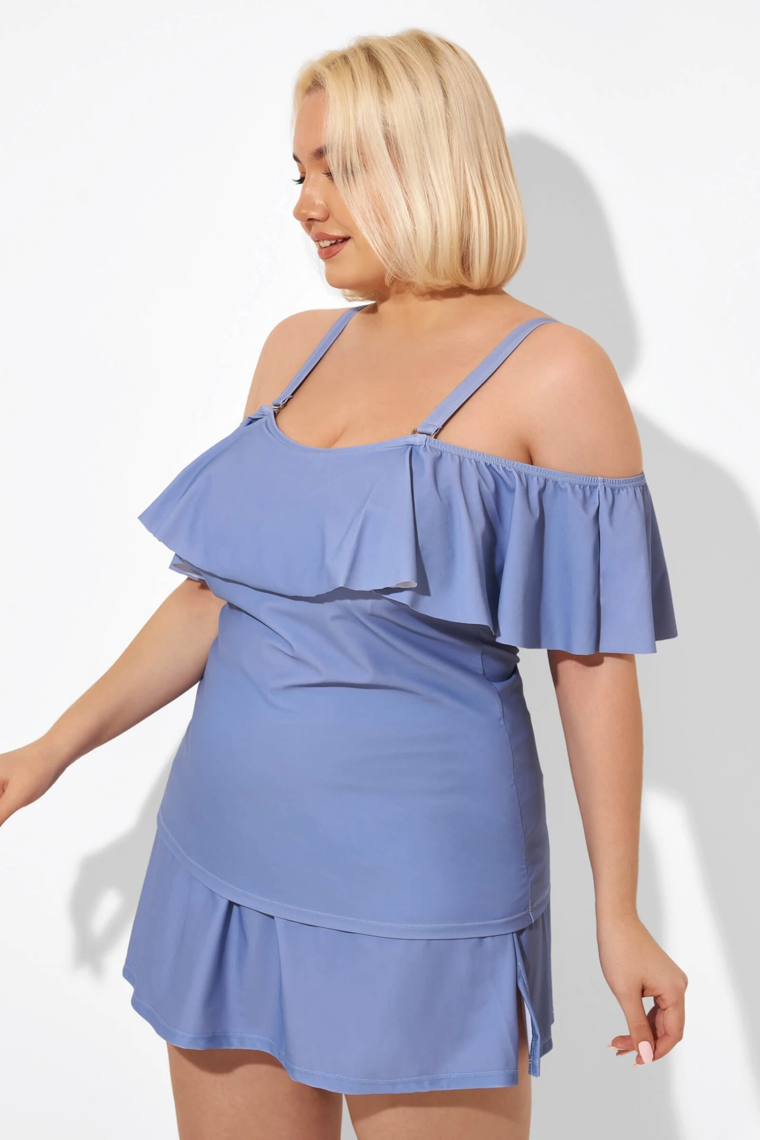 Blue Off The Shoulder Tankini Top 4 Blue Off The Shoulder Tankini Top - Image 4