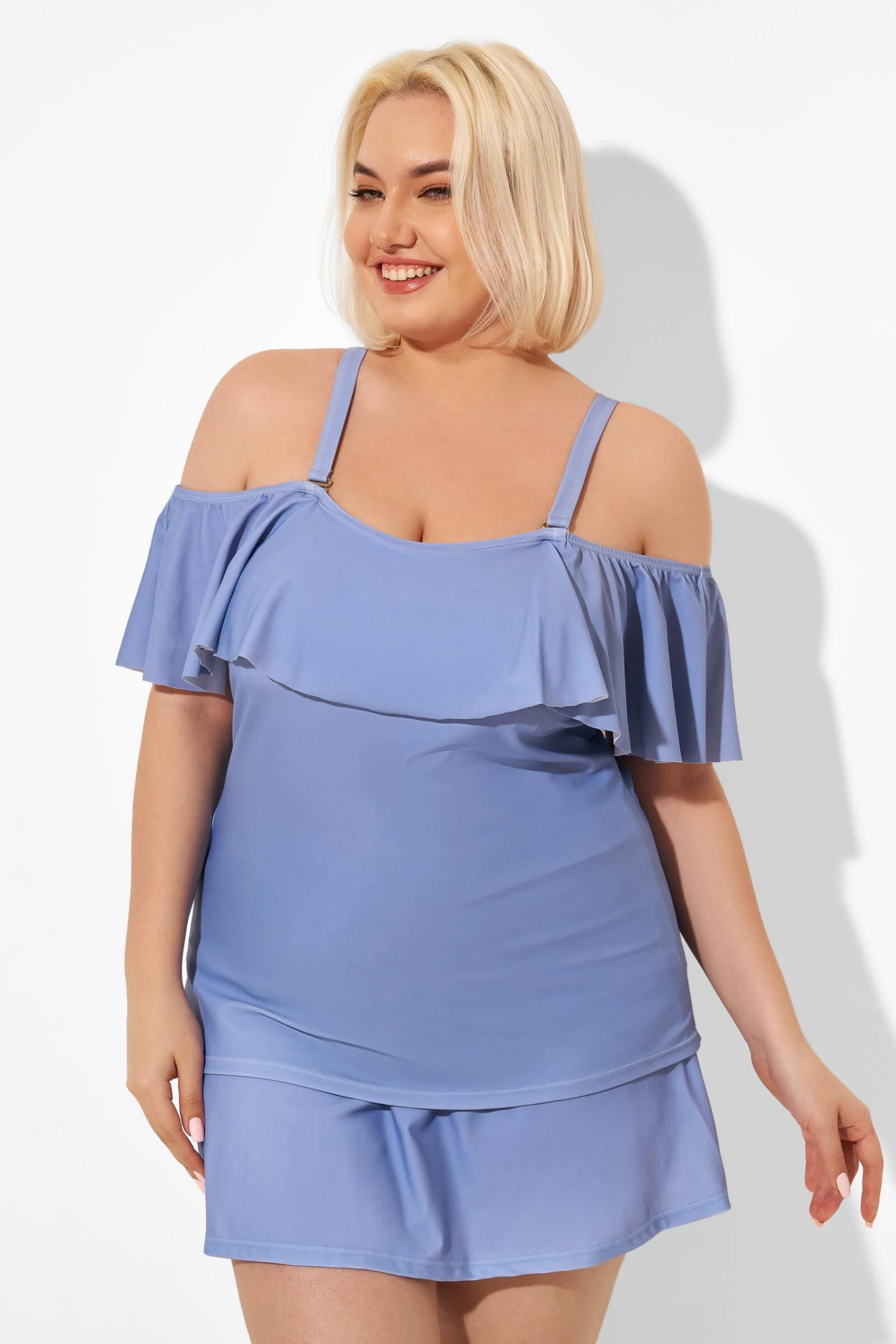 Blue Off The Shoulder Tankini Top 6 Blue Off The Shoulder Tankini Top - Image 6