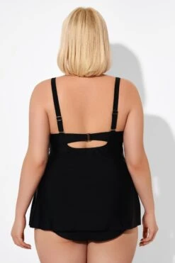 Black Sexy Tie Front Underwire Tankini Top 6 Black Sexy Tie Front Underwire Tankini Top -Bikini By Muse b detan132001 2