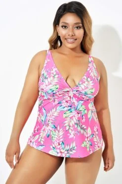 Orchid Printed Retro Underwire Tankini Top -Bikini By Muse b detan133002 4
