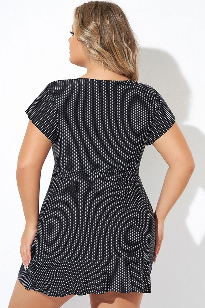 Textured Dot Flutter-Sleeve Cap Sleeves Tankini Top 2 Textured Dot Flutter-Sleeve Cap Sleeves Tankini Top - Image 2