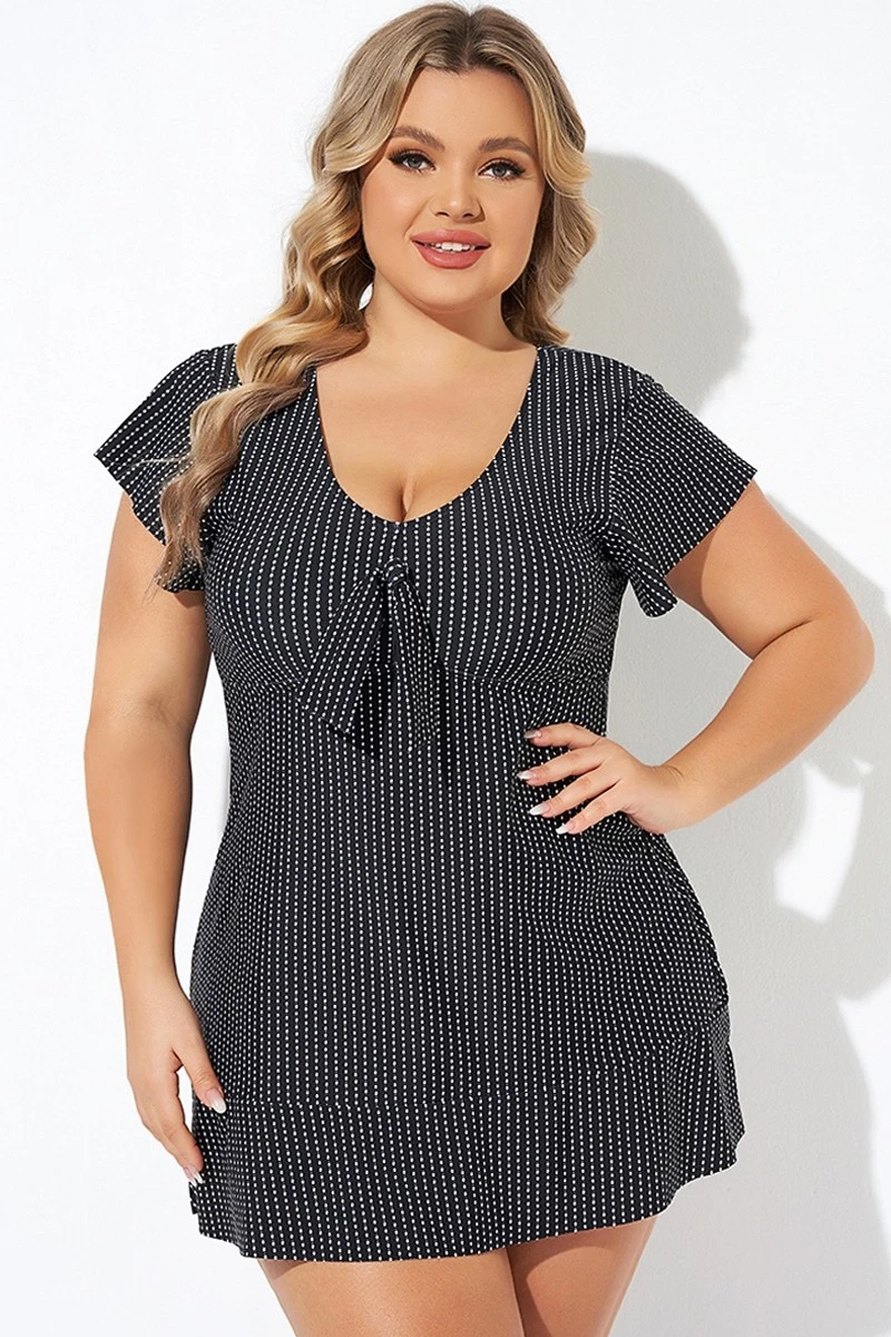 Textured Dot Flutter-Sleeve Cap Sleeves Tankini Top 4 Textured Dot Flutter-Sleeve Cap Sleeves Tankini Top - Image 4