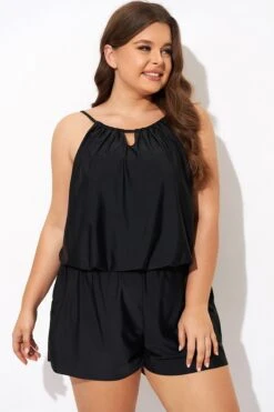 Black High Neck Fashion Tankini Top -Bikini By Muse b detan171001 4