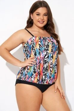 Detachable Neck Strap Blouson Bandeau Tankini Top 10 Detachable Neck Strap Blouson Bandeau Tankini Top -Bikini By Muse b detan172001 5