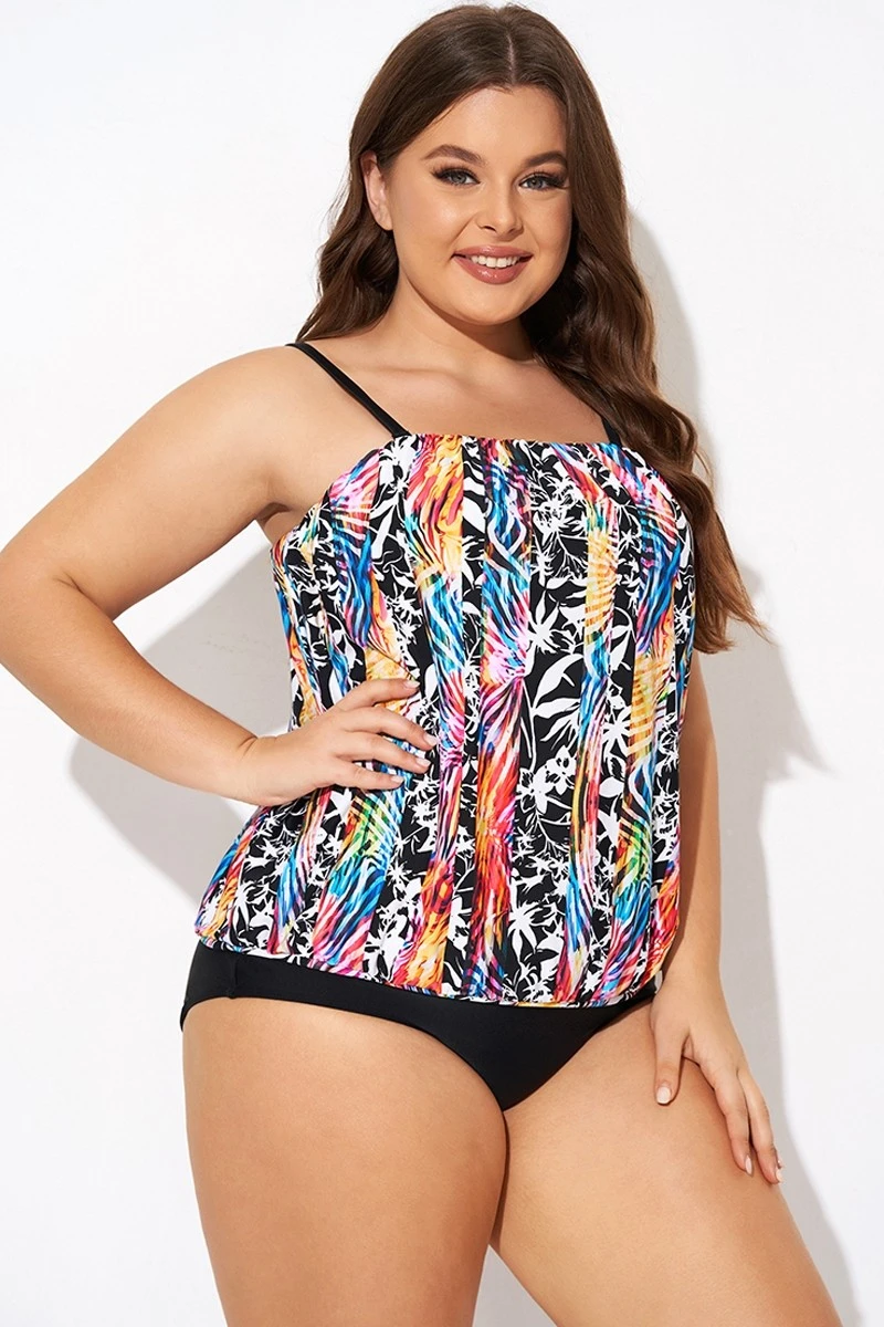 Detachable Neck Strap Blouson Bandeau Tankini Top 5 Detachable Neck Strap Blouson Bandeau Tankini Top - Image 5