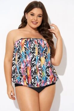 Detachable Neck Strap Blouson Bandeau Tankini Top 11 Detachable Neck Strap Blouson Bandeau Tankini Top -Bikini By Muse b detan172001 6