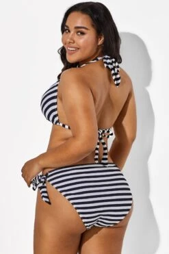 Self Tie Striped Ribbed Triangle Bikini Set 11 Self Tie Striped Ribbed Triangle Bikini Set -Bikini By Muse b sfbk1911003 5