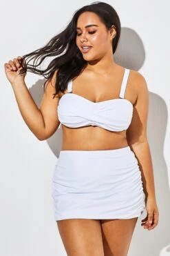 White Twist Front Bandeau Spa Bikini With Skirt 10 White Twist Front Bandeau Spa Bikini With Skirt -Bikini By Muse b sfbk1911009 1