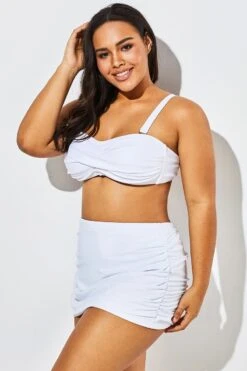 White Twist Front Bandeau Spa Bikini With Skirt 8 White Twist Front Bandeau Spa Bikini With Skirt -Bikini By Muse b sfbk1911009 3