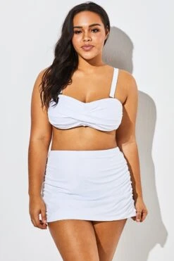 White Twist Front Bandeau Spa Bikini With Skirt 9 White Twist Front Bandeau Spa Bikini With Skirt -Bikini By Muse b sfbk1911009 6