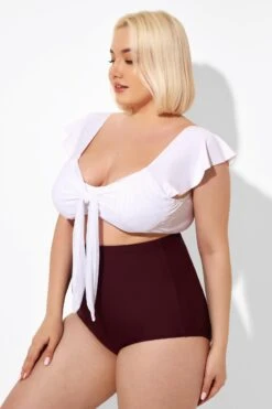 White Cap Sleeve Tie-front Bikini Top 9 White Cap Sleeve Tie-front Bikini Top -Bikini By Muse b sfbk1911059 4