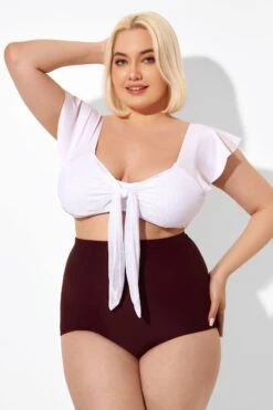 White Cap Sleeve Tie-front Bikini Top 11 White Cap Sleeve Tie-front Bikini Top -Bikini By Muse b sfbk1911059 6