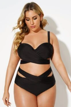 Black Wrap Adjustable Straps Underwire Bikini Set 6 Black Wrap Adjustable Straps Underwire Bikini Set -Bikini By Muse b sfbk2003024 3