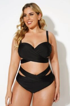 Black Wrap Adjustable Straps Underwire Bikini Set 7 Black Wrap Adjustable Straps Underwire Bikini Set -Bikini By Muse b sfbk2003024 4