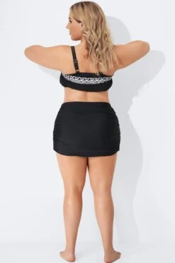 Black Beach Shirred Skirt With Built-in Brief -Bikini By Muse b sfbt1911005 3