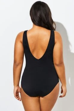 Black V-Neck Streak Modern One Piece Swimsuit 11 Black V-Neck Streak Modern One Piece Swimsuit -Bikini By Muse b sfop1911012 5