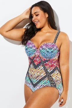 Technicolor Cut Out Underwire One Piece Swimsuit -Bikini By Muse b sfop1911014 4