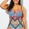 Technicolor Cut Out Underwire One Piece Swimsuit