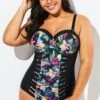 Lady Cut Out Mesh Underwire One Piece Swimsuit