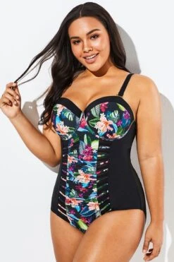 Lady Cut Out Mesh Underwire One Piece Swimsuit -Bikini By Muse b sfop1911015 6