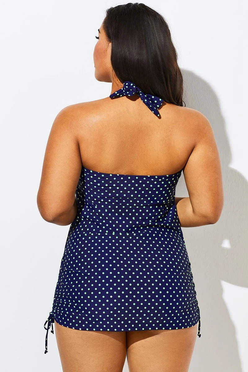 Blue Polka Dot One Piece Swimsuit For Women 2 Blue Polka Dot One Piece Swimsuit For Women - Image 2
