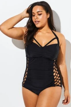 Black Cut Out Underwire Party One Piece Swimsuit 10 Black Cut Out Underwire Party One Piece Swimsuit -Bikini By Muse b sfop1911021 1
