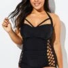Black Cut Out Underwire Party One Piece Swimsuit